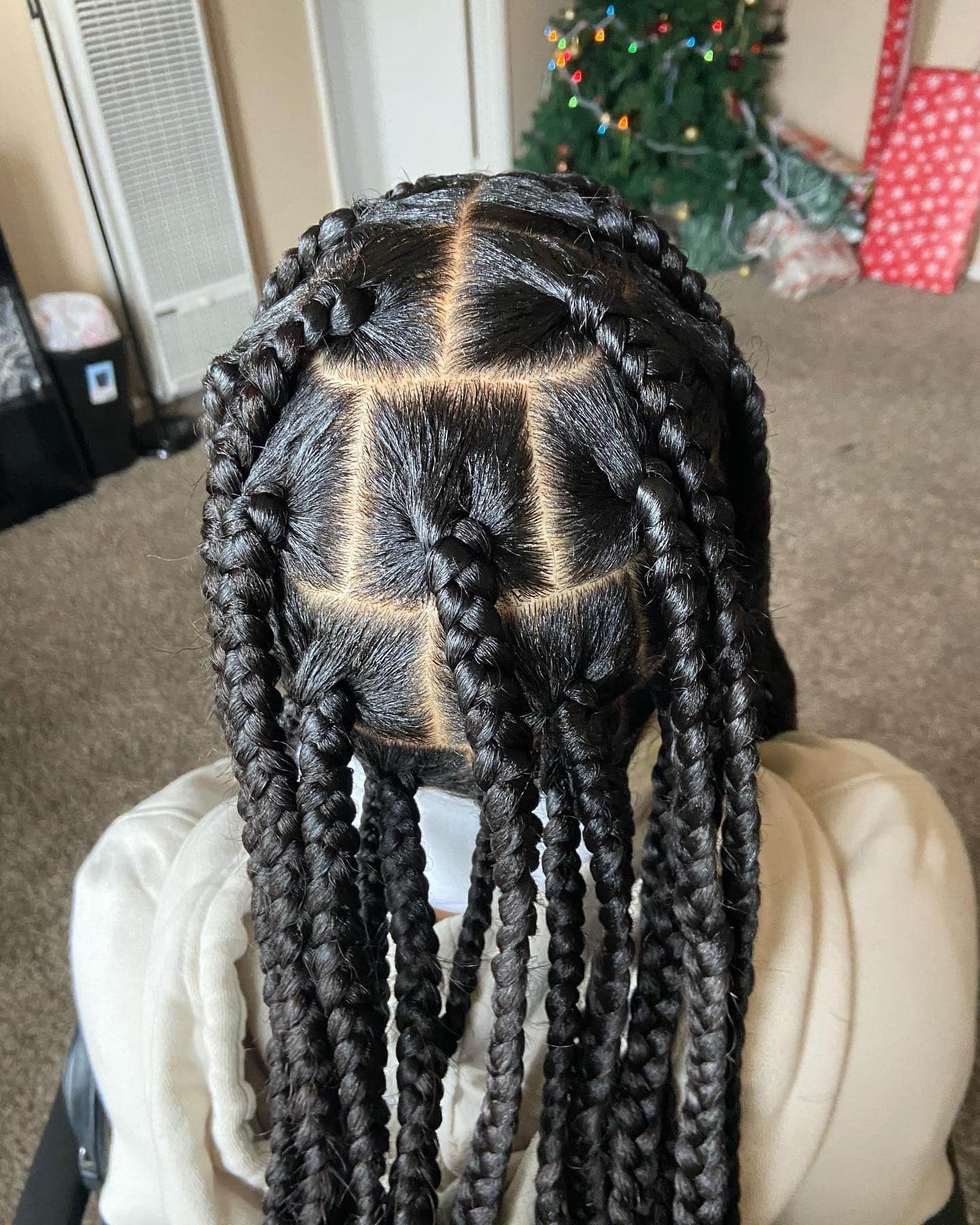 15. Box Braids with Square Parts – Jet Black - Baddie Hairstyles