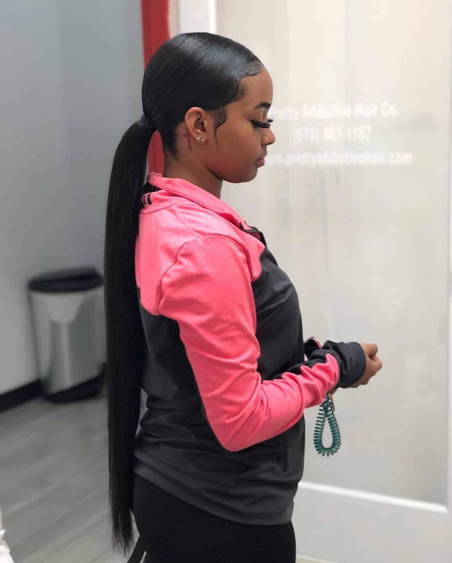 21. Sleek Low Ponytail – Jet Black - Baddie Hairstyles