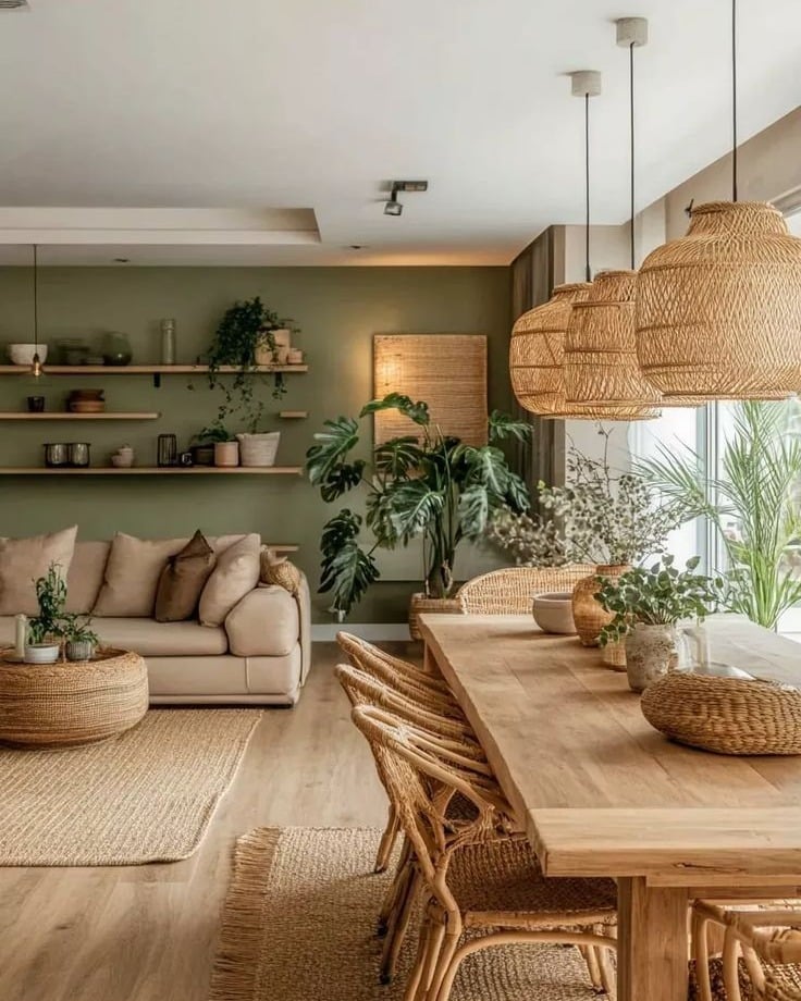 16. Earthy Green Living with Natural Textures - tiny house living room ideas