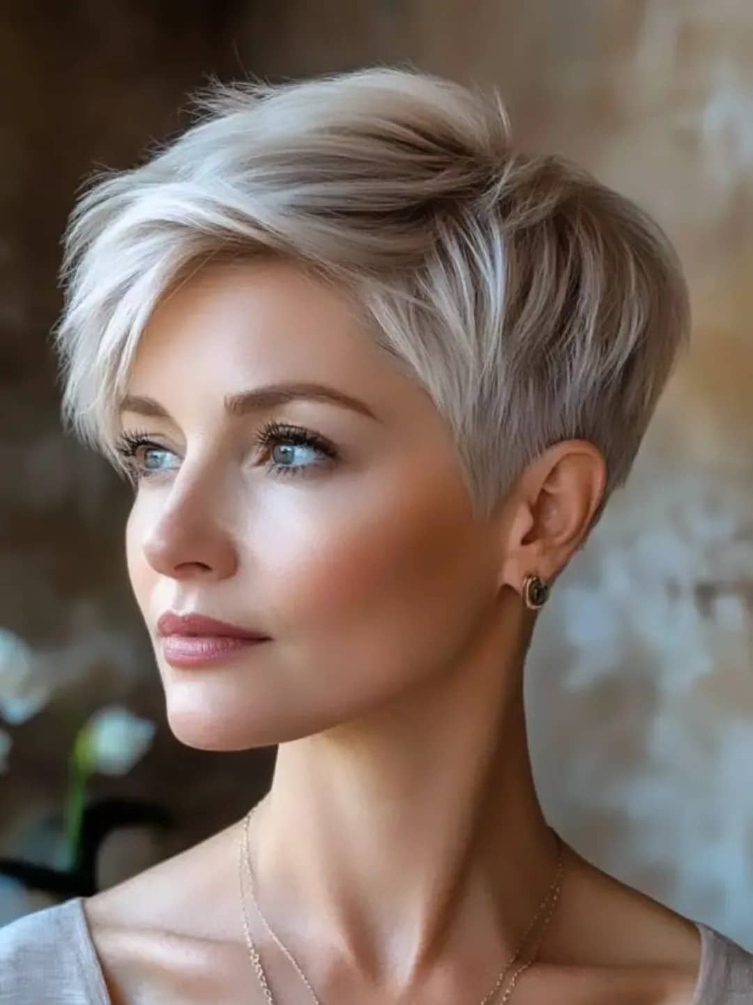 8. Icy Blonde Pixie with Swept Layers - Pixie Haircuts With Bangs