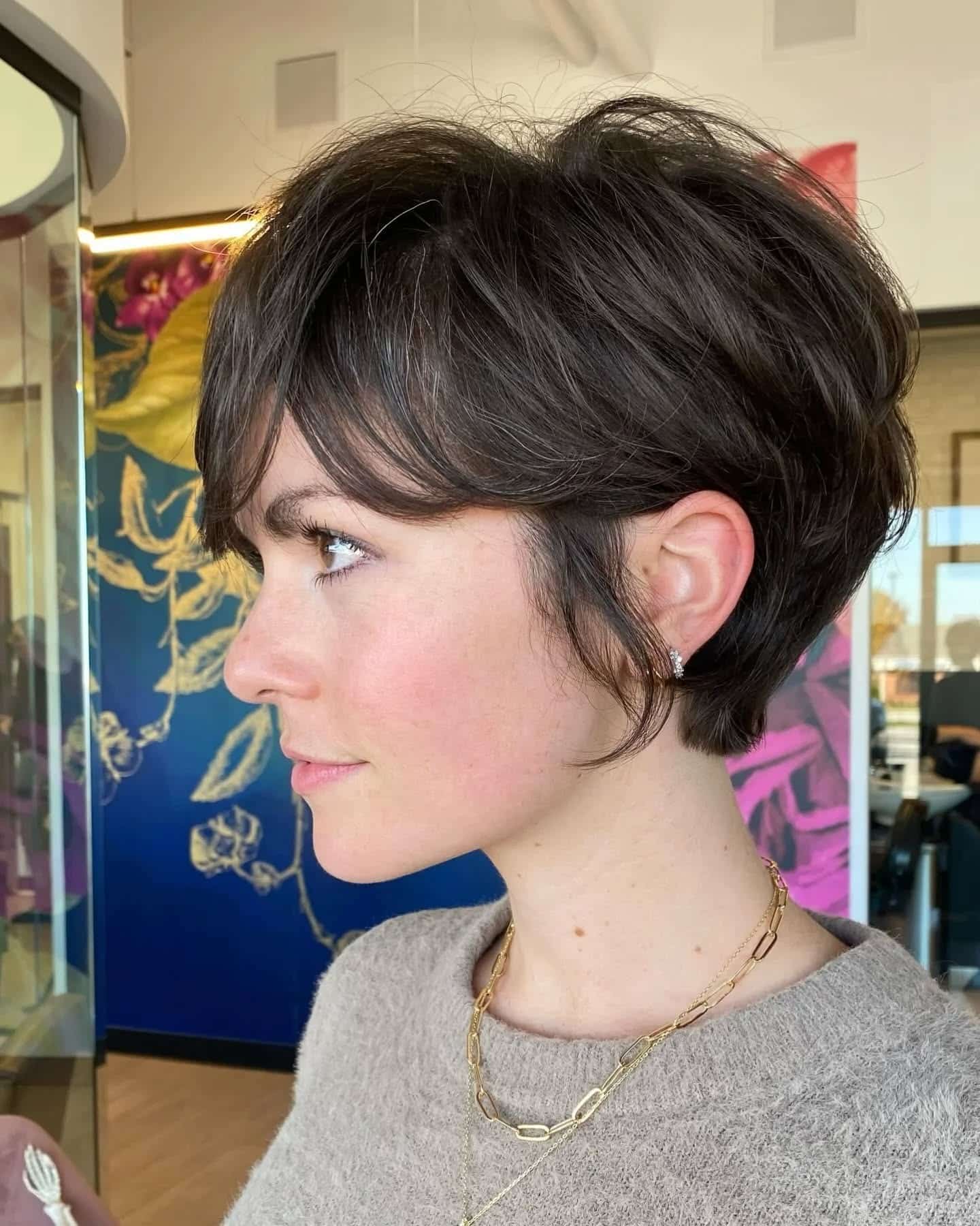21. Espresso Brown Pixie with Soft Layers - Pixie Haircuts With Bangs