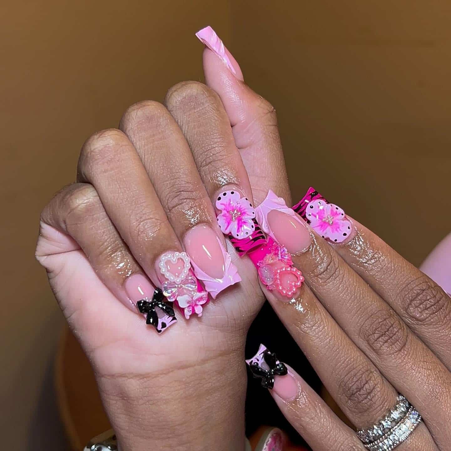1. Pink Butterfly Fantasy Coffin Nails - beautiful coffin nail ideas