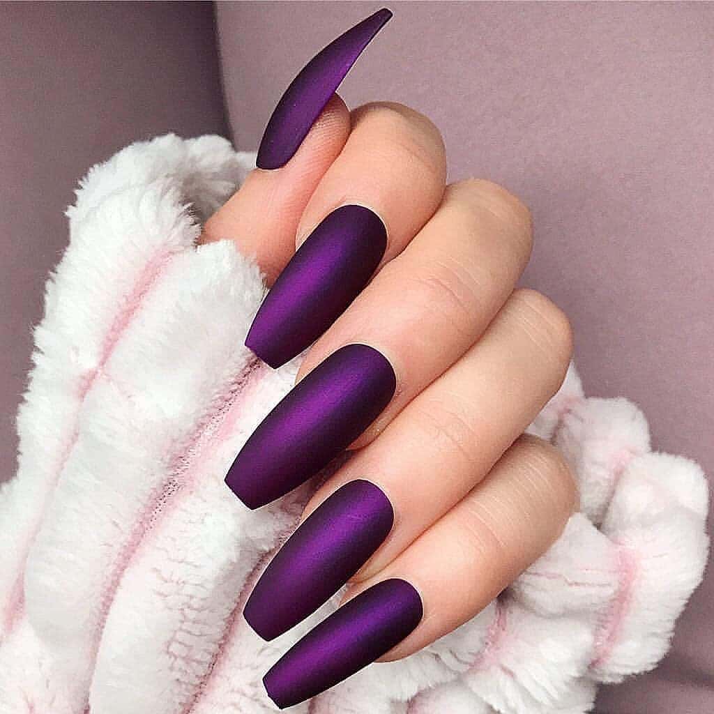 15. Matte Plum Coffin Nails - beautiful coffin nail ideas