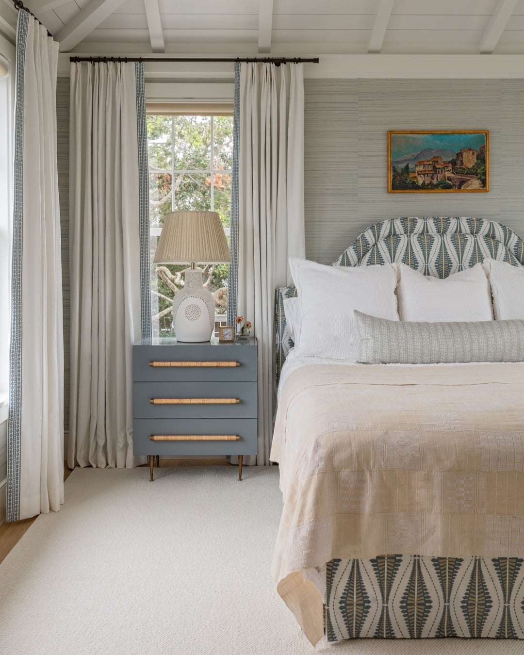 6. Classic Elegance with Blue Accents - grey and blue bedroom ideas