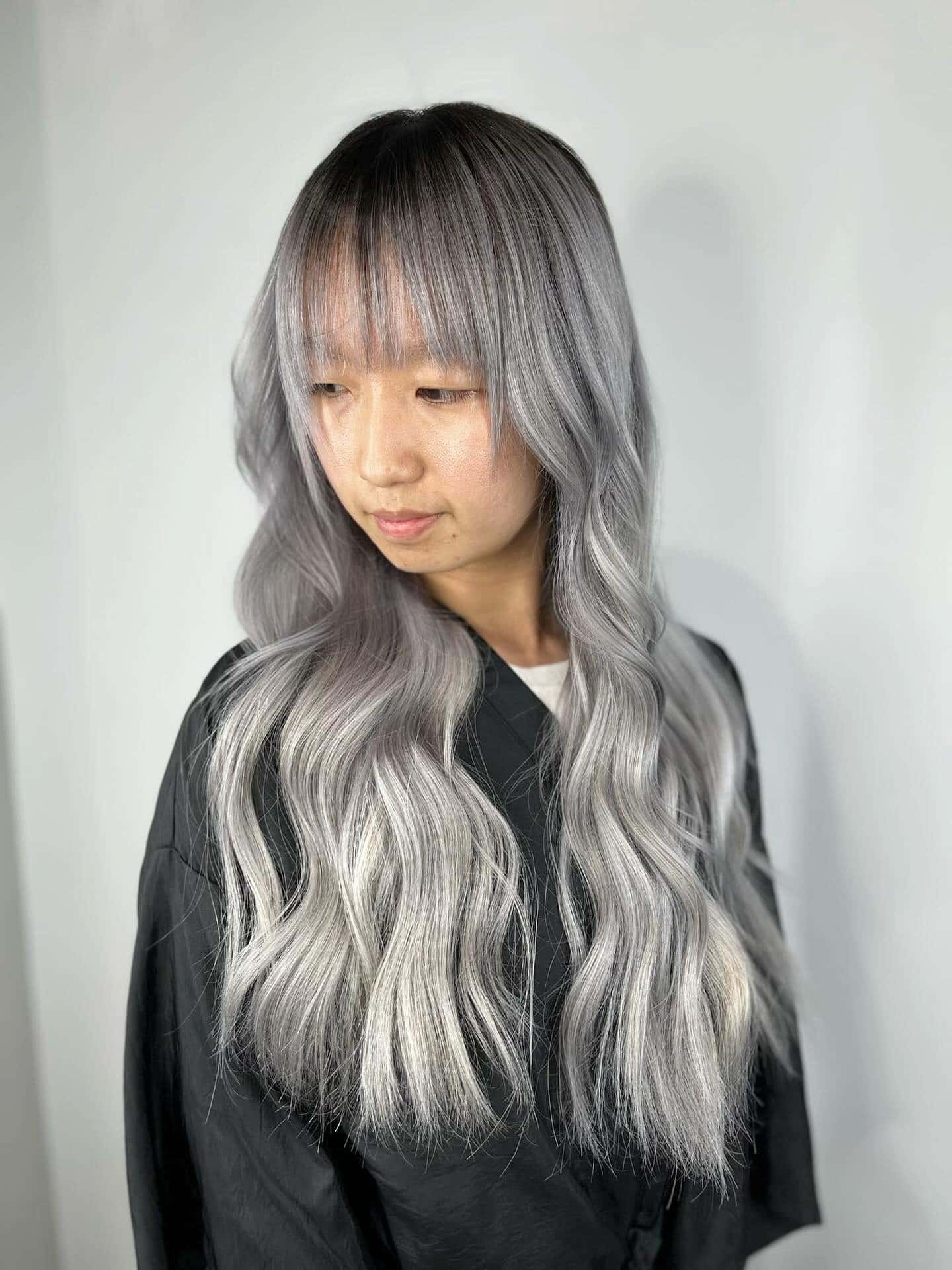 18. Ash Grey with Wispy Fringe - Ash Grey Hair Color