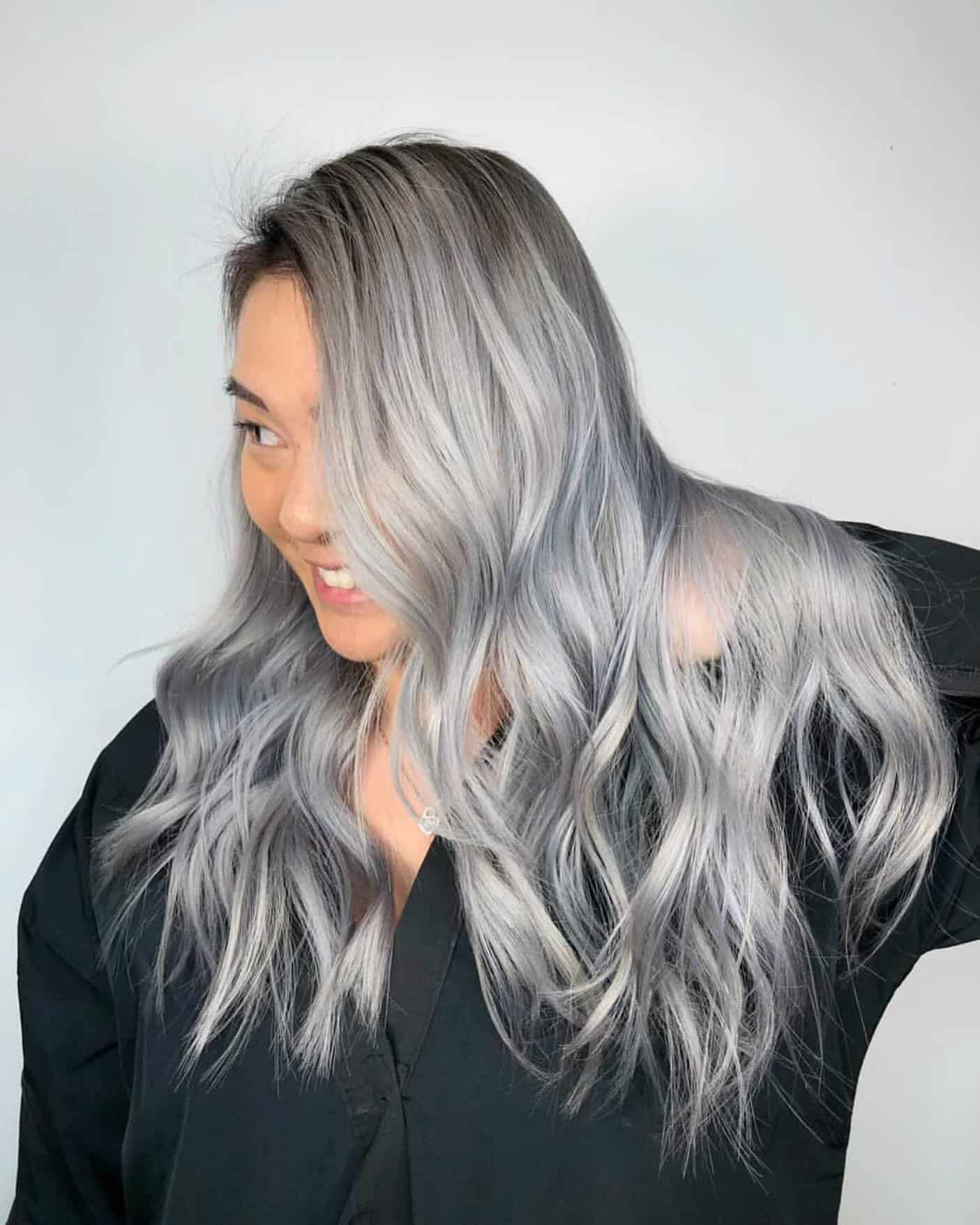 21. Icy Ash Grey Waves with Soft Texture - Ash Grey Hair Color