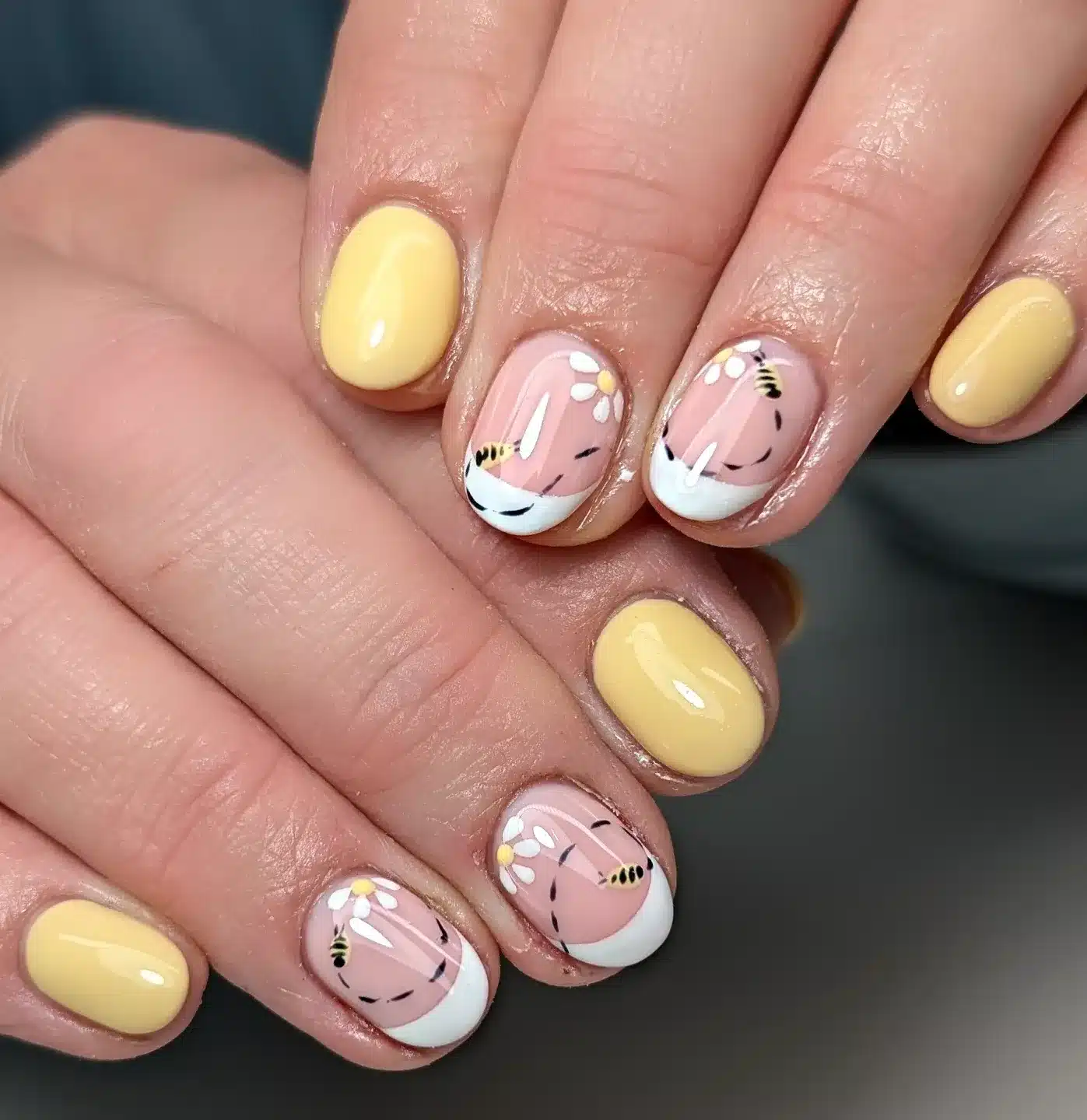 10. French Bee Trail Nails - bee nail ideas