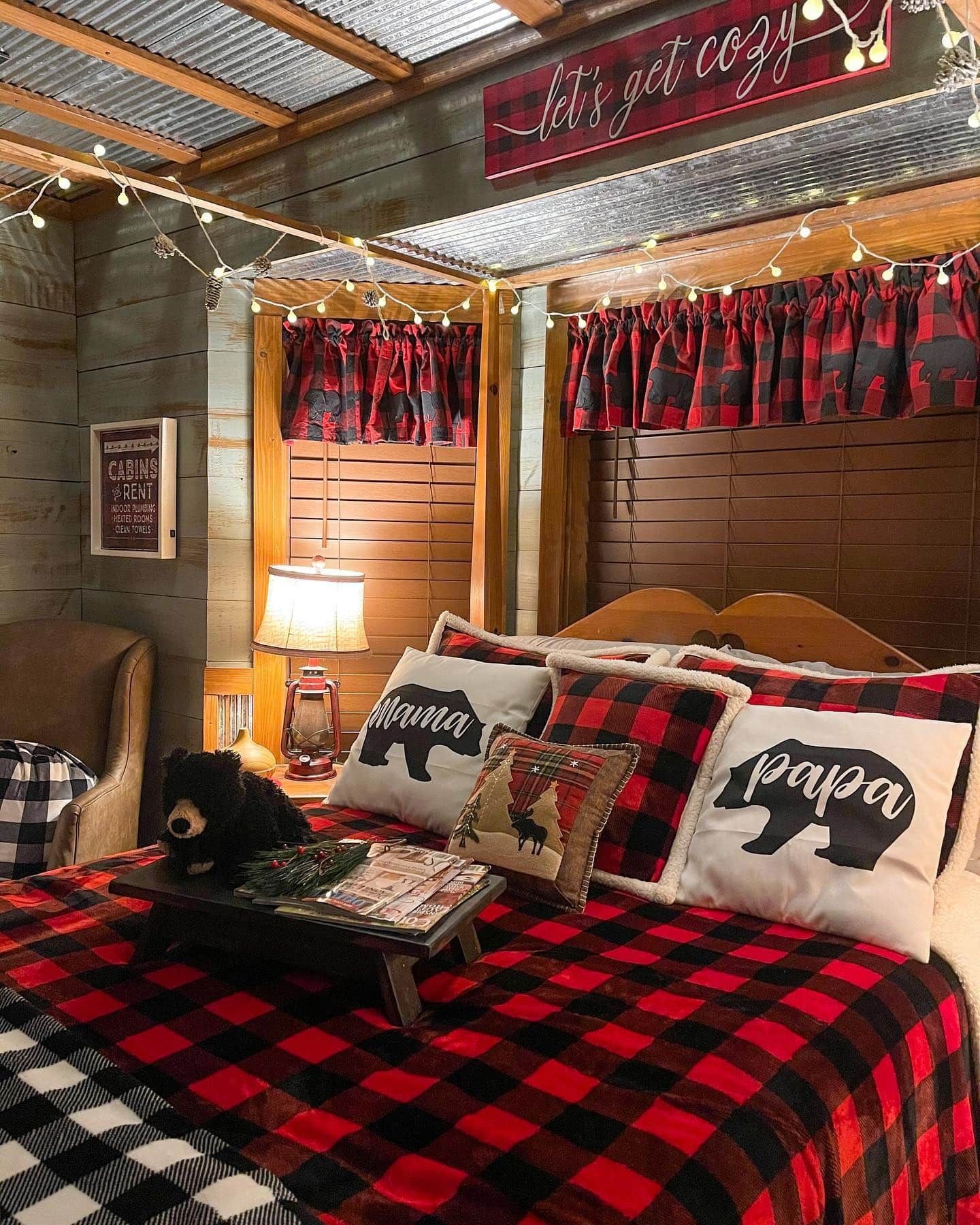 9. Playful Plaid with Cozy Cabin Vibes - cabin bedroom ideas