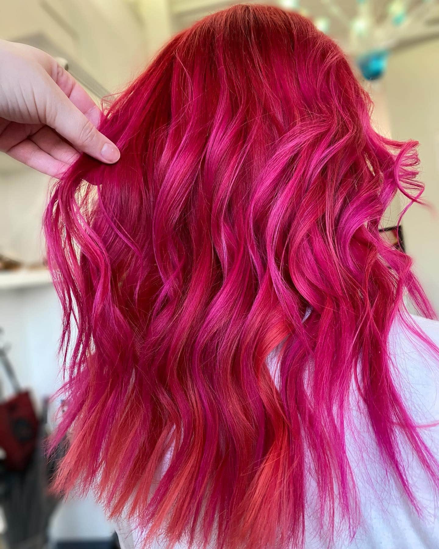 3. Fuchsia Sunset Layers - Hot Pink Hair Color