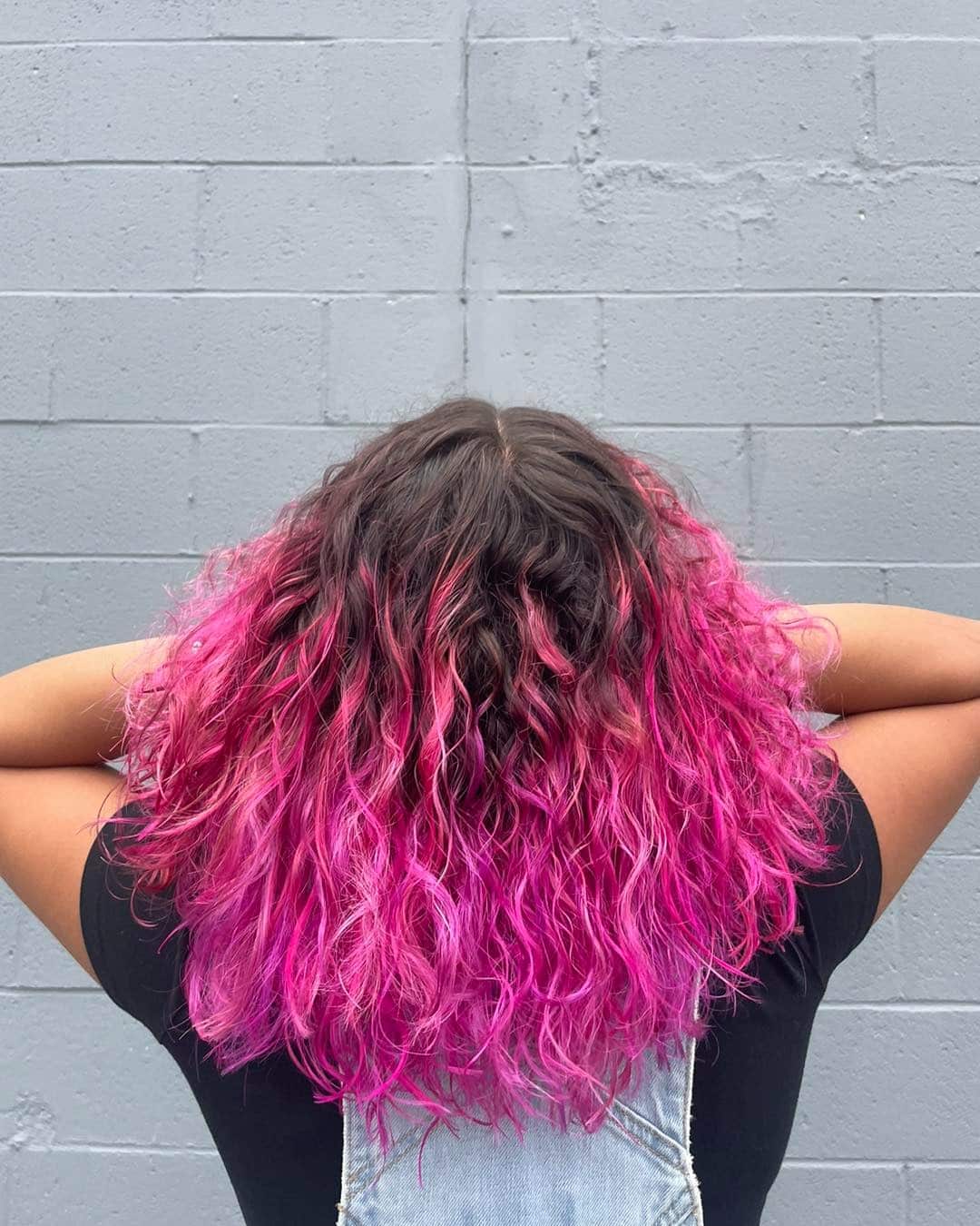 5. Magenta Ombre Curls - Hot Pink Hair Color