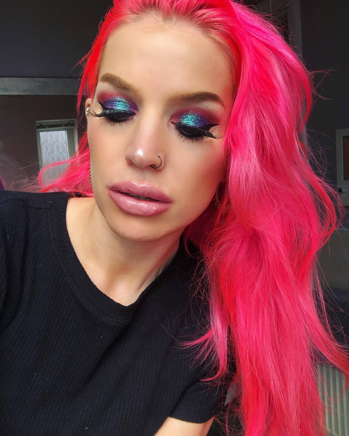 9. Vivid Coral Pink Flow - Hot Pink Hair Color