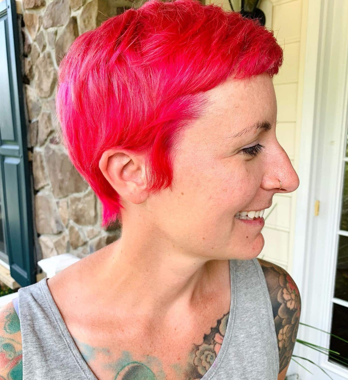 10. Cherry Blossom Crop - Hot Pink Hair Color