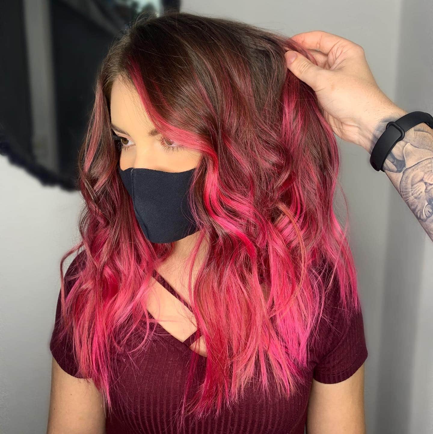 14. Dark Root Raspberry Melt - Hot Pink Hair Color