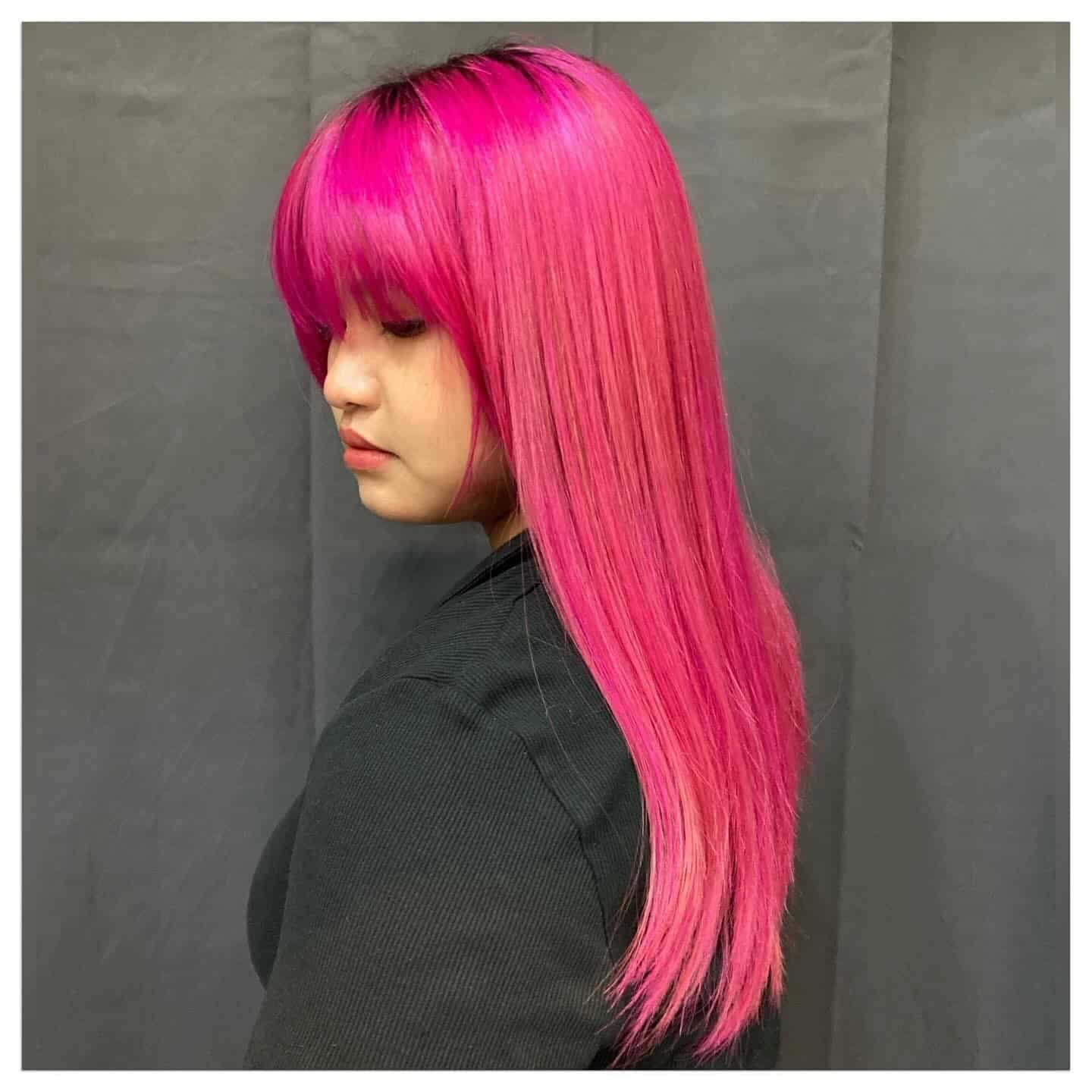 20. Sleek Pink Fringe - Hot Pink Hair Color