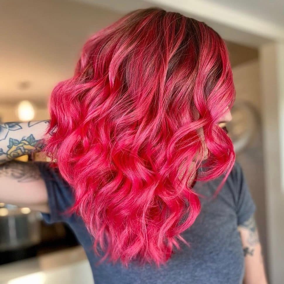 21. Crimson Pink Curls - Hot Pink Hair Color