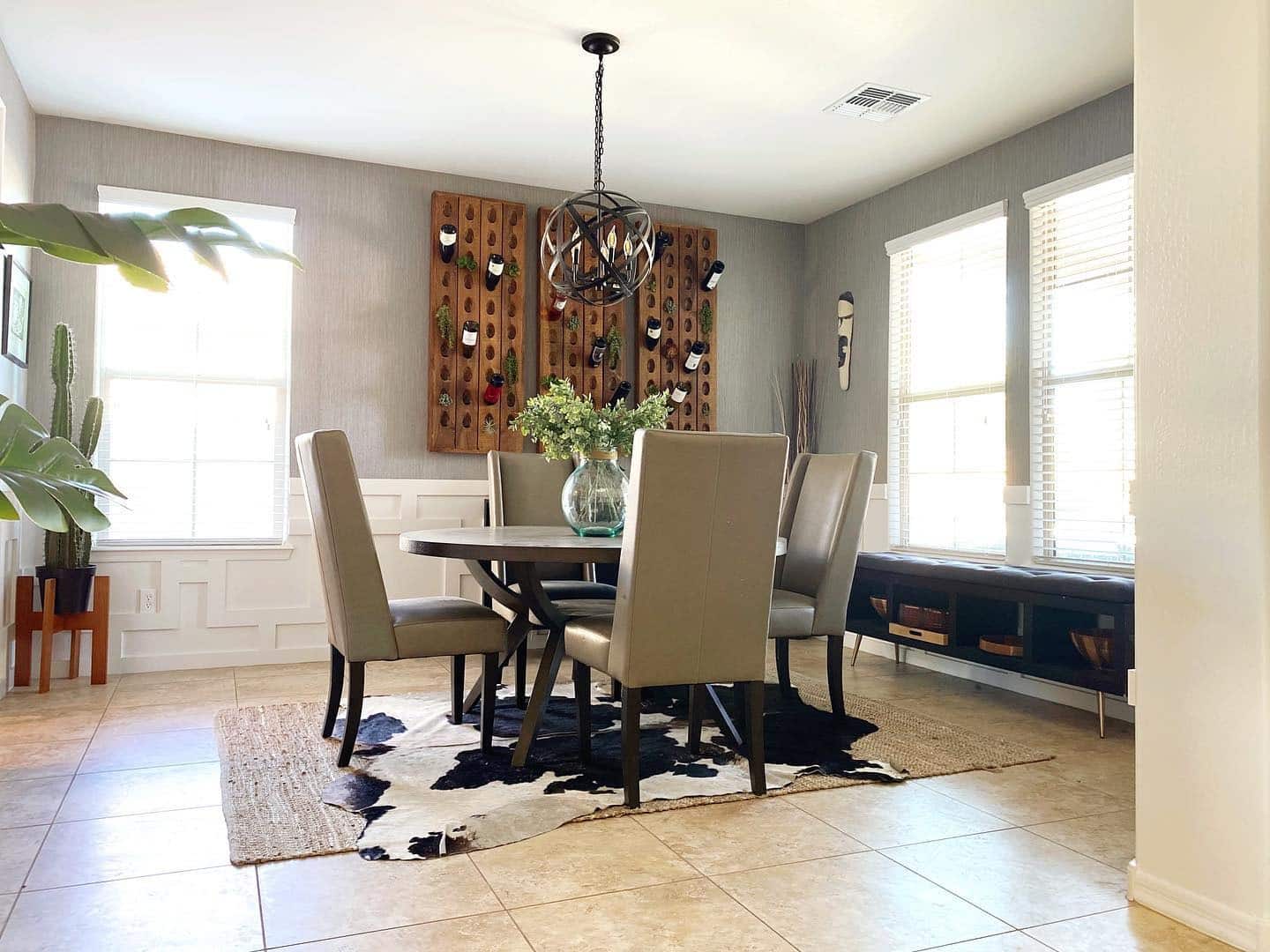 5. Contemporary Dining with Statement Walls - small kitchen table ideas