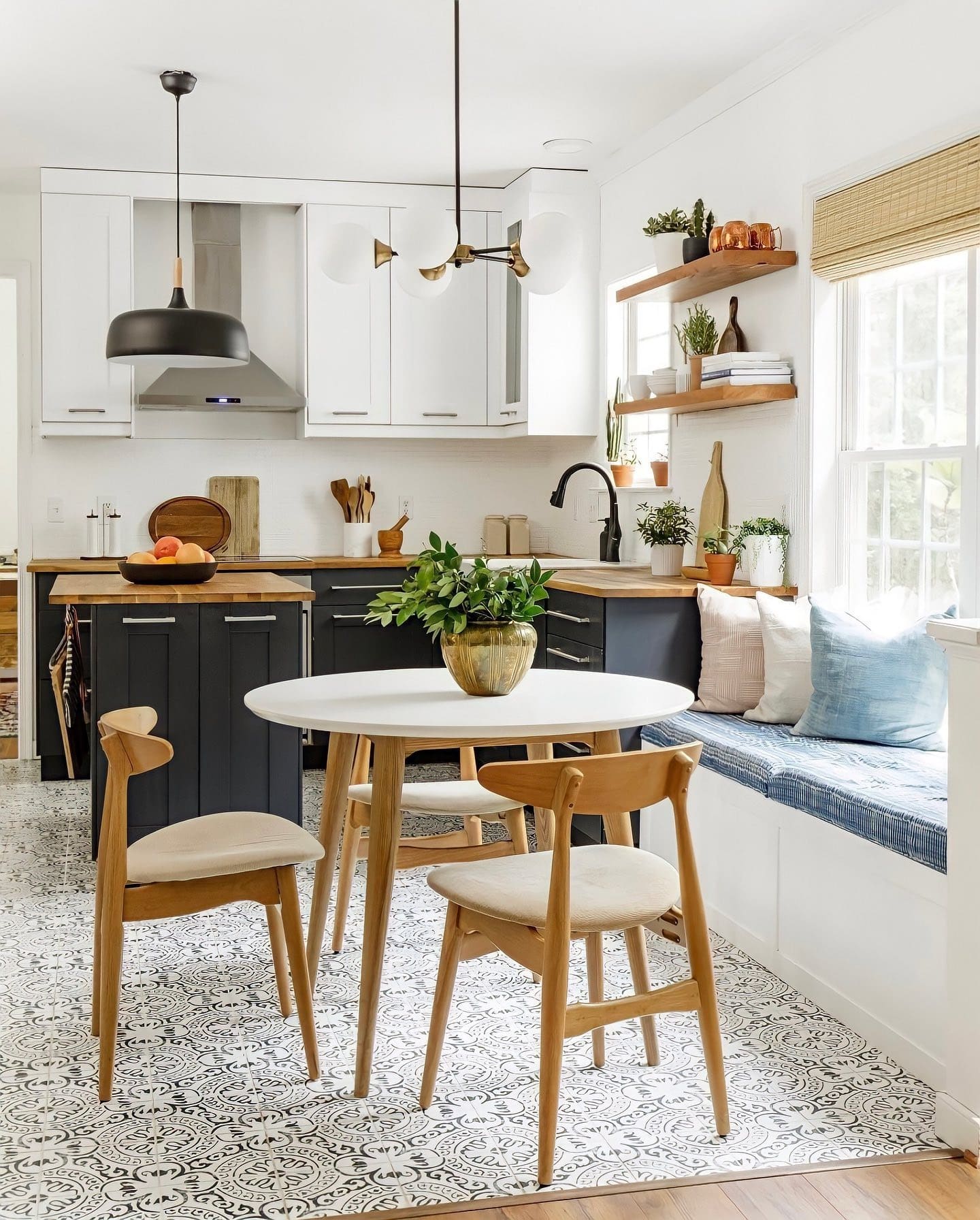 8. Bright Comfort with Scandinavian Influence - small kitchen table ideas