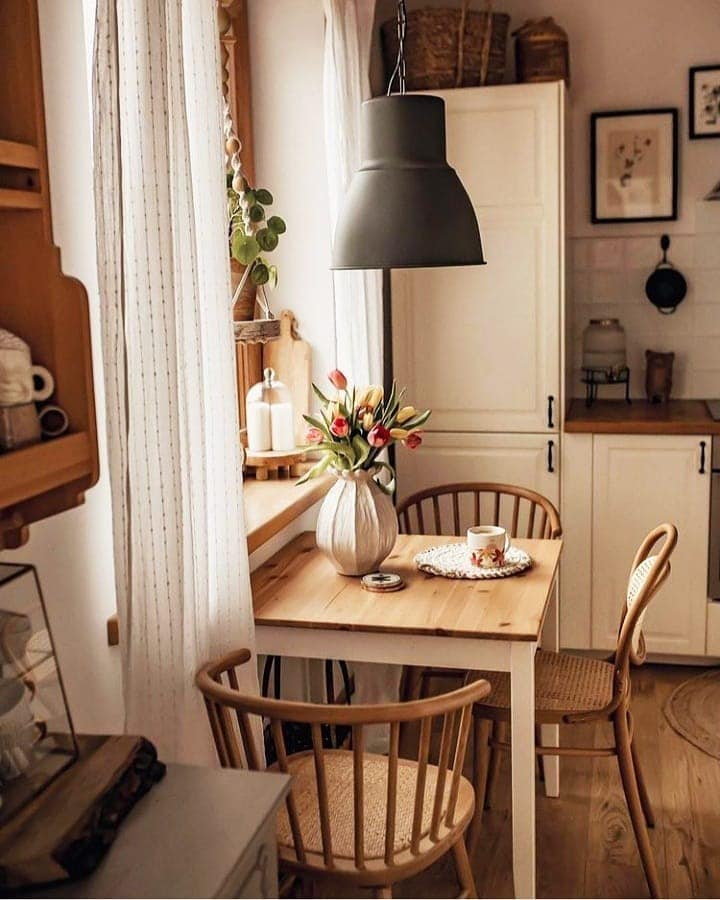 21. Cozy Corner with Natural Warmth - small kitchen table ideas