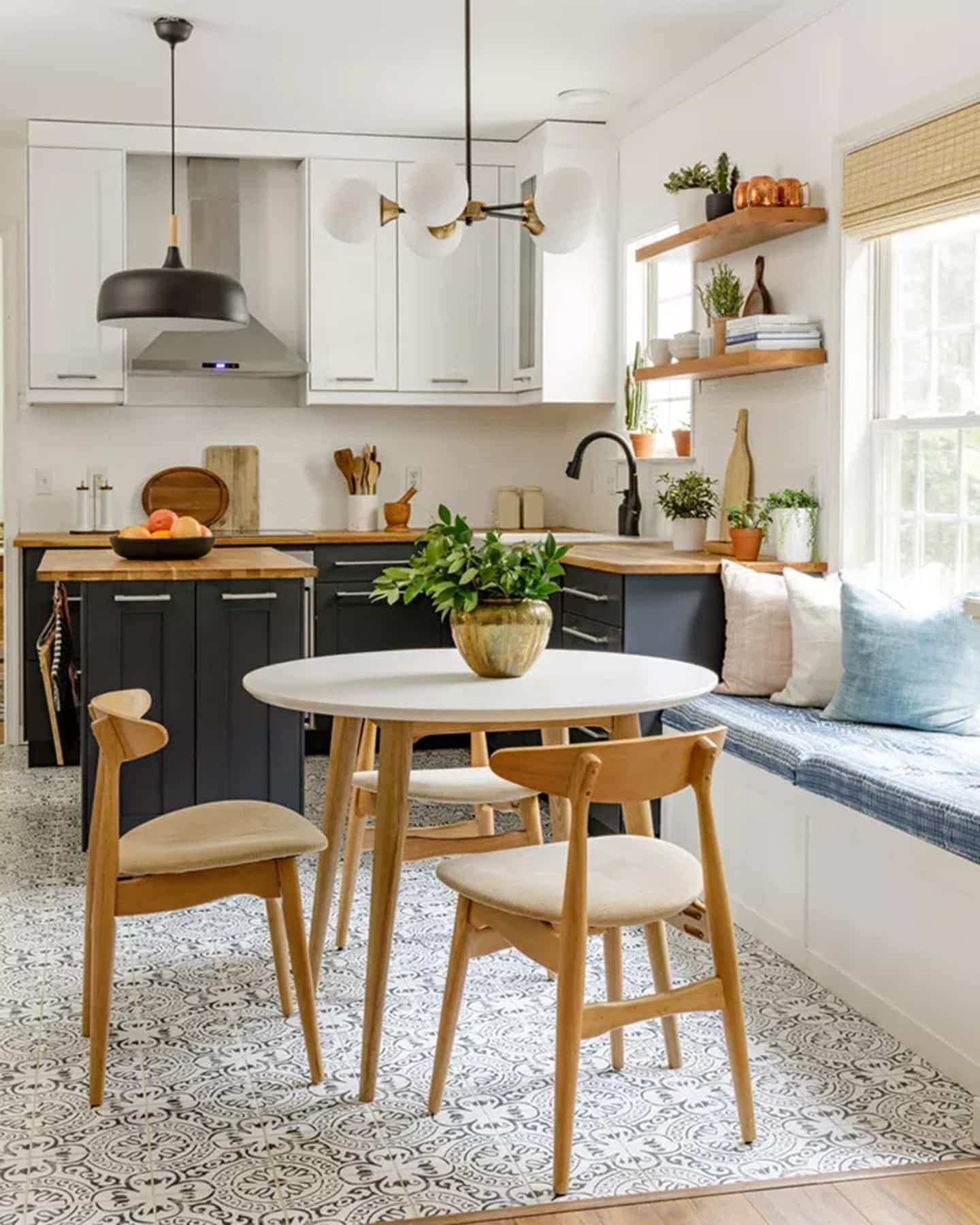 22. Scandinavian Freshness with Built-In Seating - small kitchen table ideas
