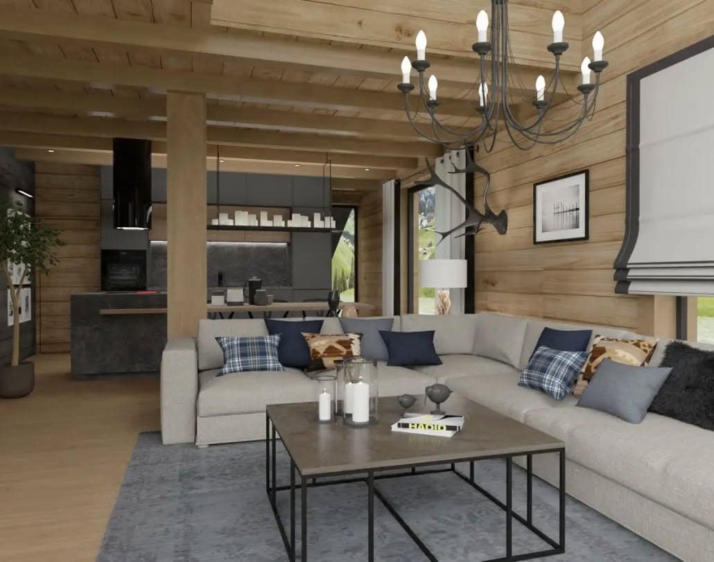 5. Rustic Modern Retreat with Cozy Accents - kitchen and living room ideas