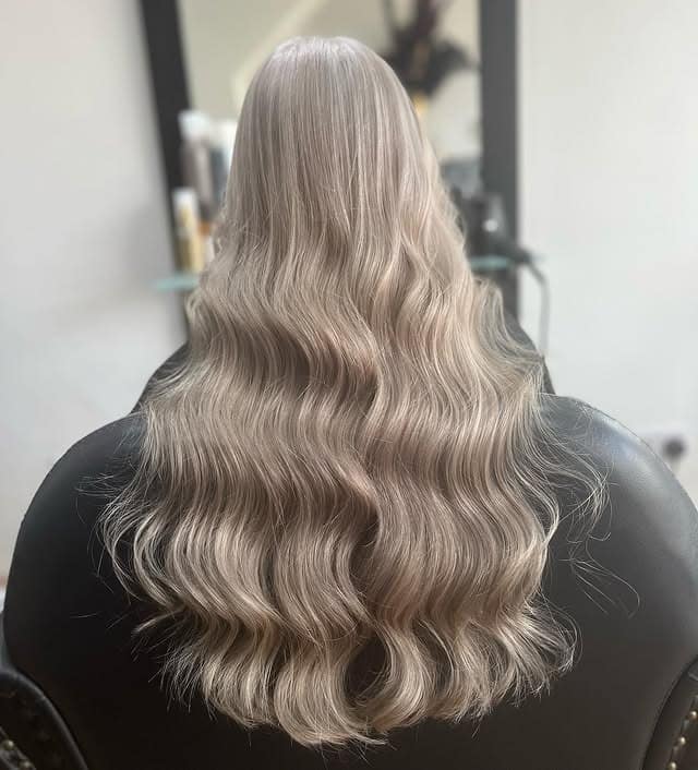 11. Soft Metallic Ash Waves - Ash Hair Color