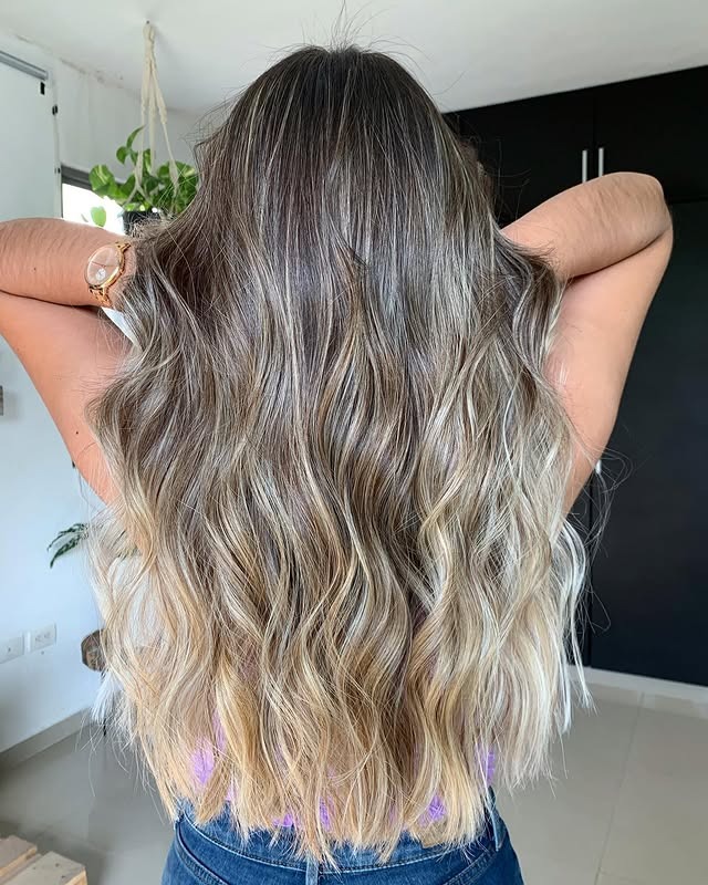 14. Ash Blonde Balayage Waves - Ash Hair Color