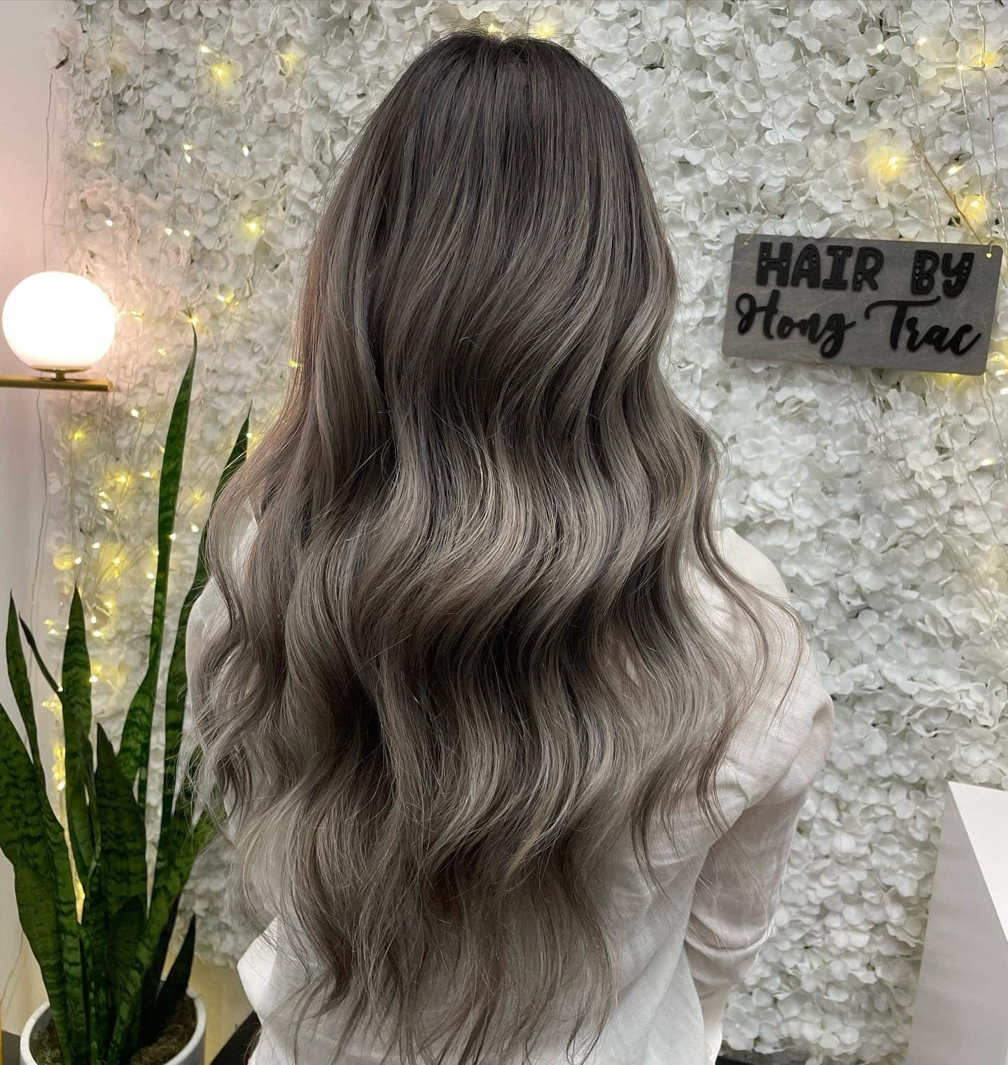 19. Deep Ash Balayage Waves - Ash Hair Color
