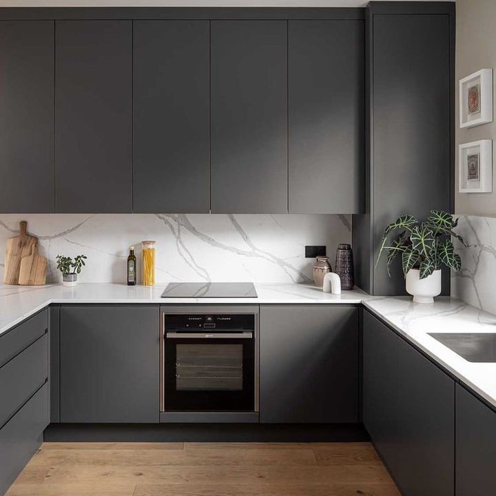 2. Matte Graphite Elegance - grey kitchen ideas