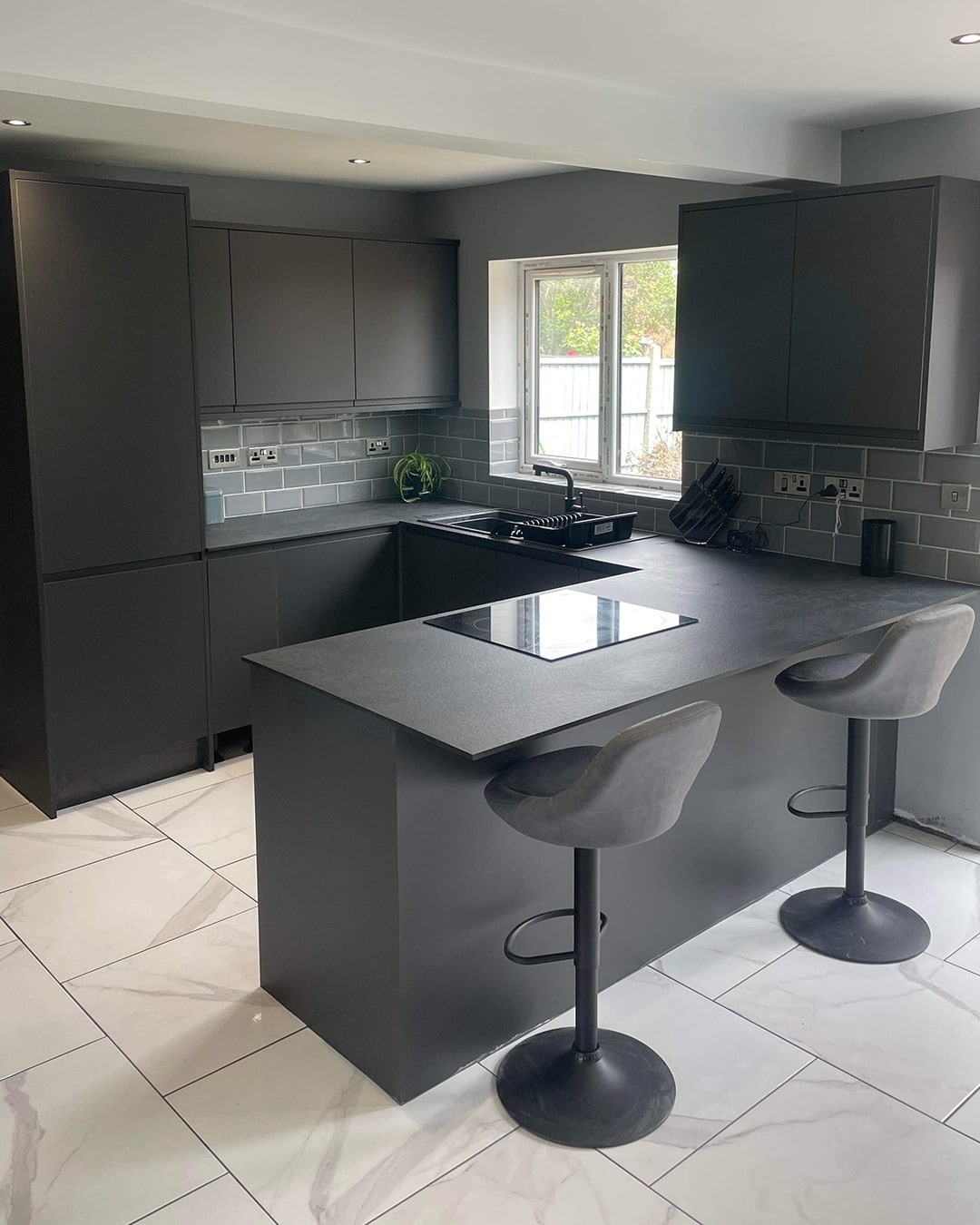 9. Charcoal Statement Kitchen - grey kitchen ideas