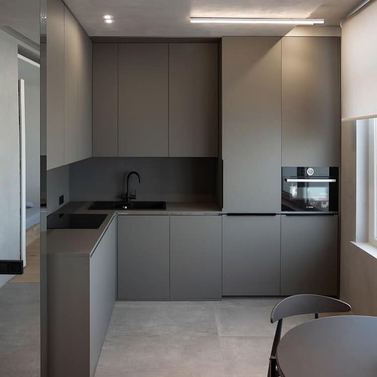 11. Sleek Monochrome Minimalism - grey kitchen ideas