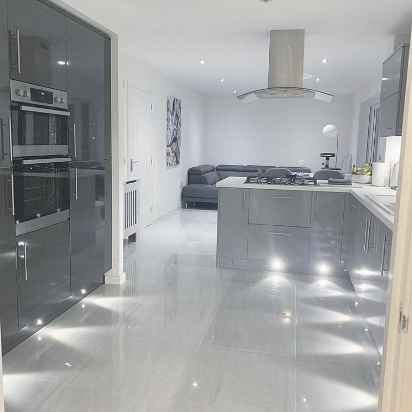13. Gloss Grey with Modern Shine - grey kitchen ideas