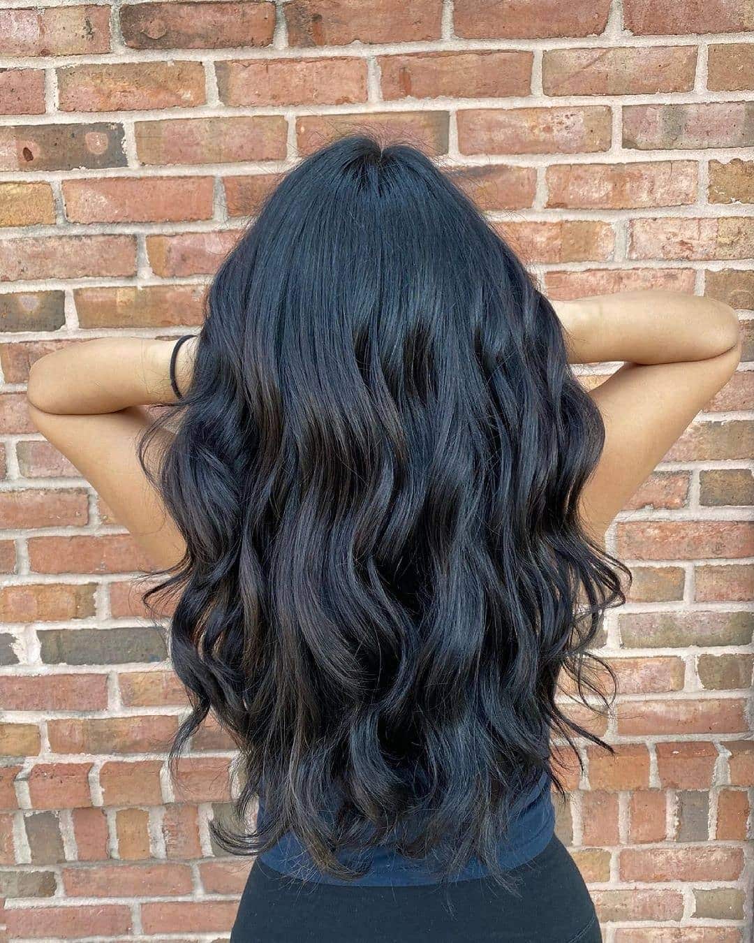 6. Long Waves in Soft Black - Soft Black Hair Color