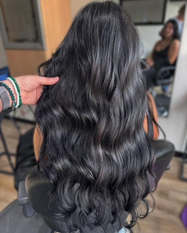 9. Flowing Waves with Soft Black Radiance - Soft Black Hair Color