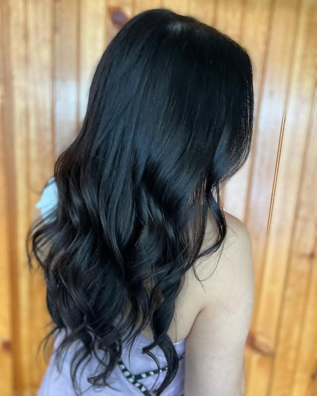 16. Soft Black with Loose Body Waves - Soft Black Hair Color