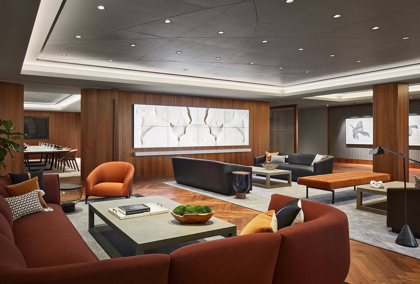 5. Contemporary Luxury in Rich Tones - cool office ideas