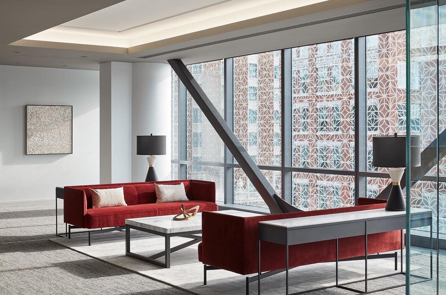 7. Minimalist Modern with Deep Reds - cool office ideas