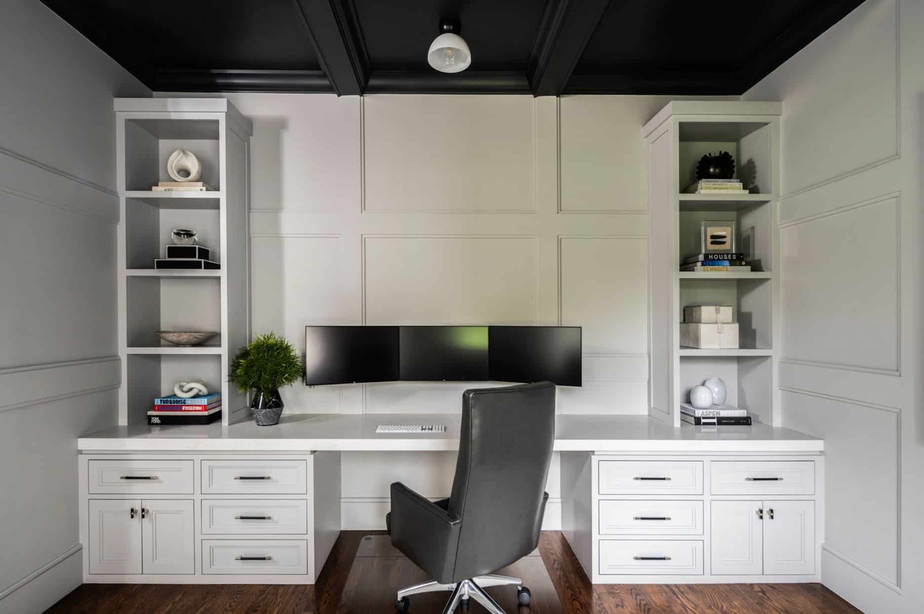 13. Classic Monochrome with Modern Precision - cool office ideas