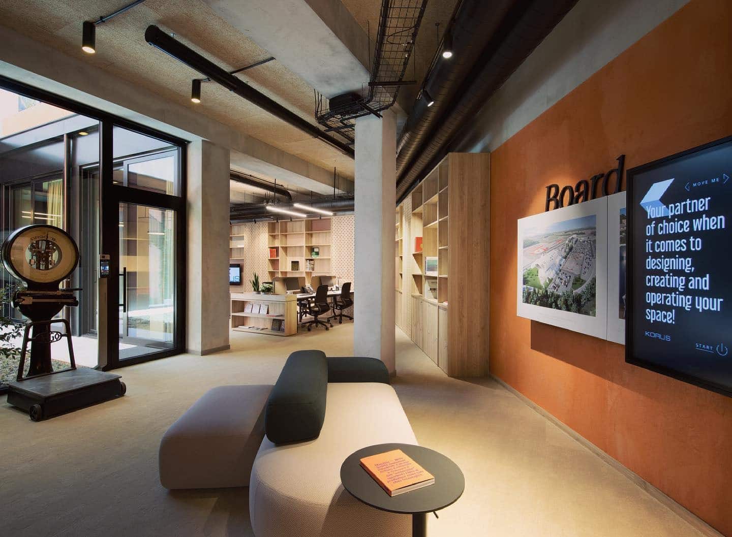 15. Contemporary Industrial with Open Flow - cool office ideas