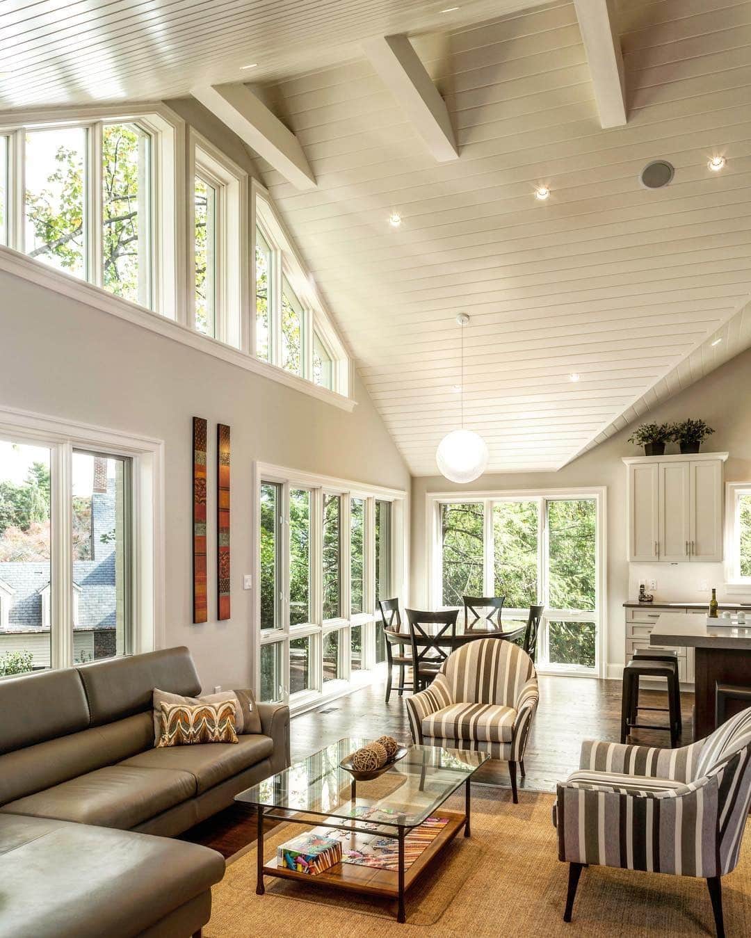 6. Airy Living with Vaulted Ceilings - open living room ideas