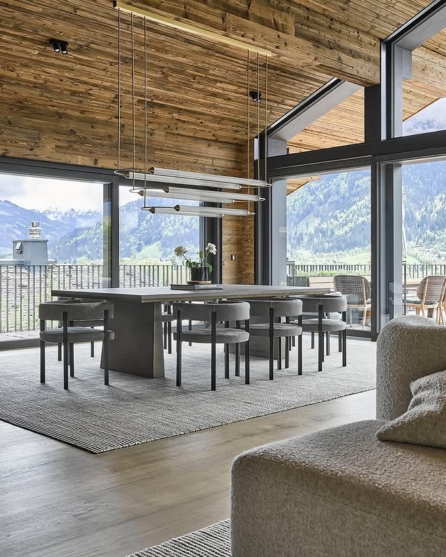 9. Mountain-Inspired Modern Dining - open living room ideas