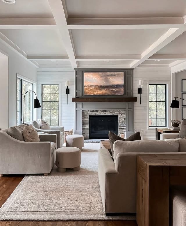 15. Classic Comfort with Modern Detailing - open living room ideas