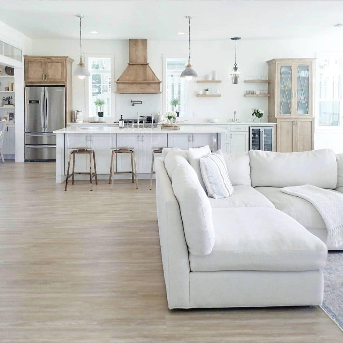 21. Light and Airy Farmhouse Open Living - open living room ideas