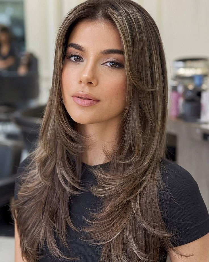 15. Ash Brown Layers with Subtle Highlights - Layered Hairstyles