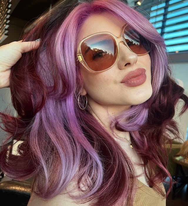 10. Dual-Toned Lavender and Burgundy - Lavender Hair Color