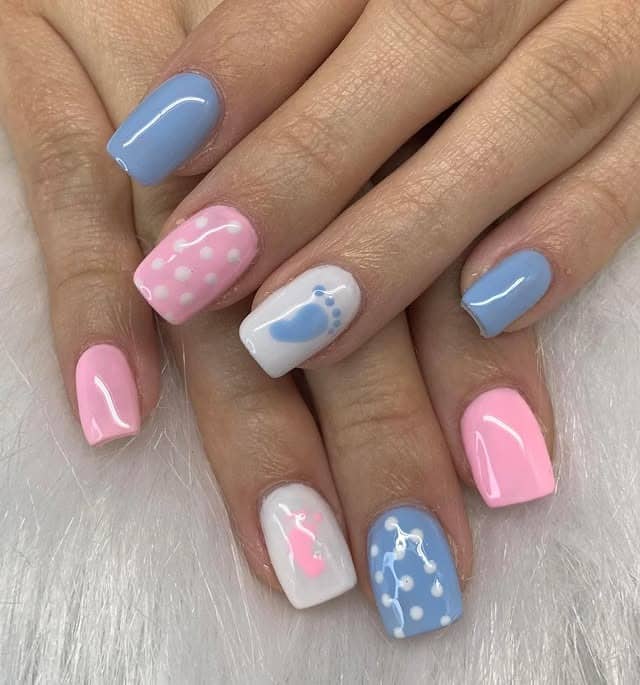9. Baby-Themed Pastel Nail Art - blue and pink nail ideas