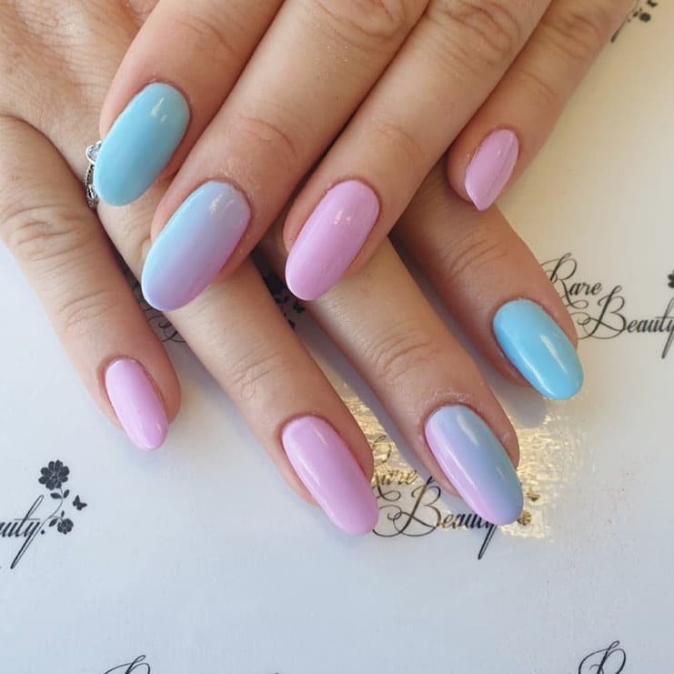 19. Pastel Ombre Mix - blue and pink nail ideas