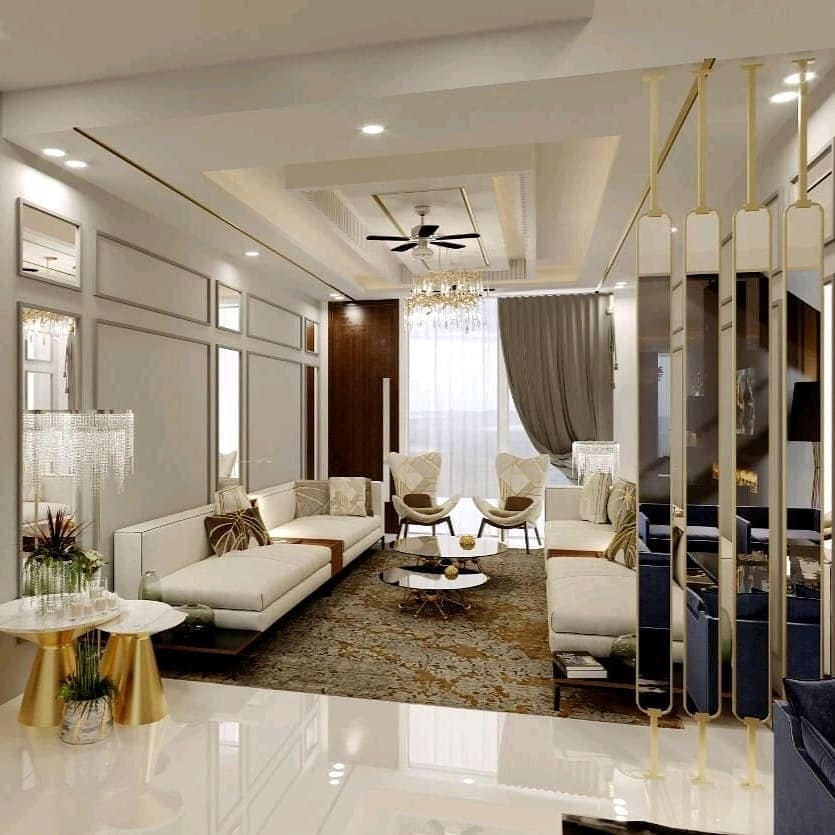 6. Sleek Modern White with Subtle Gold Detailing - white and gold living room ideas