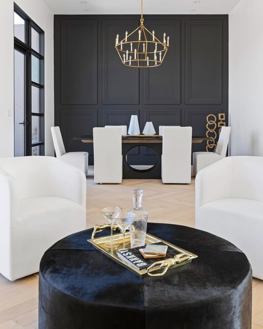 20. Modern Black and White with Gold Contrast - white and gold living room ideas