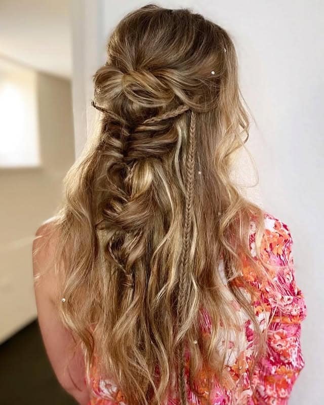 1. Romantic Half-Up Twist with Boho Waves - Braided Hairstyles
