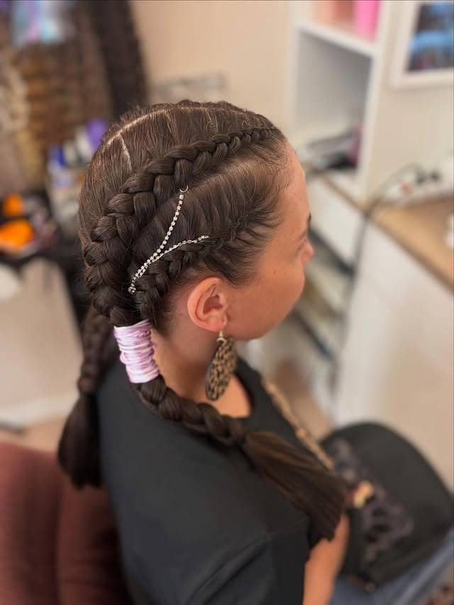 5. Twin Braided Rows with Embellishments - Braided Hairstyles